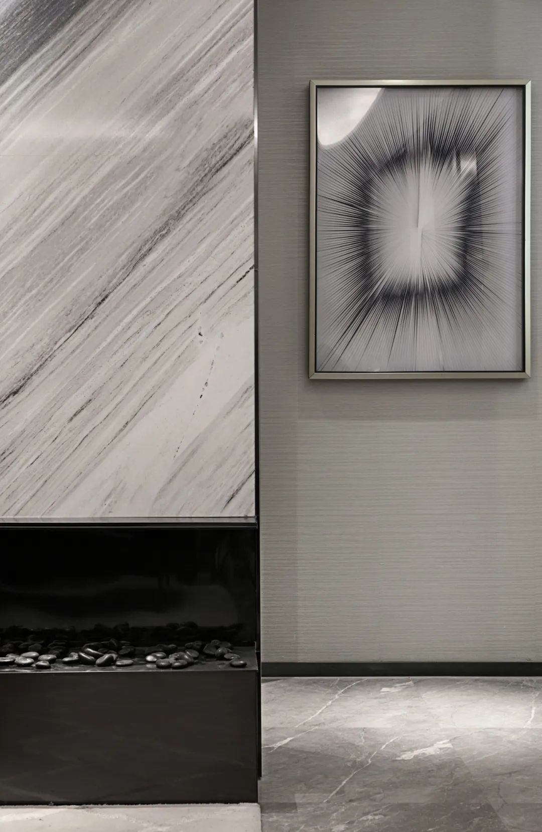 烟台万科翡翠长安样板间 | 抹茶色遇见黑灰色，简约至美-78