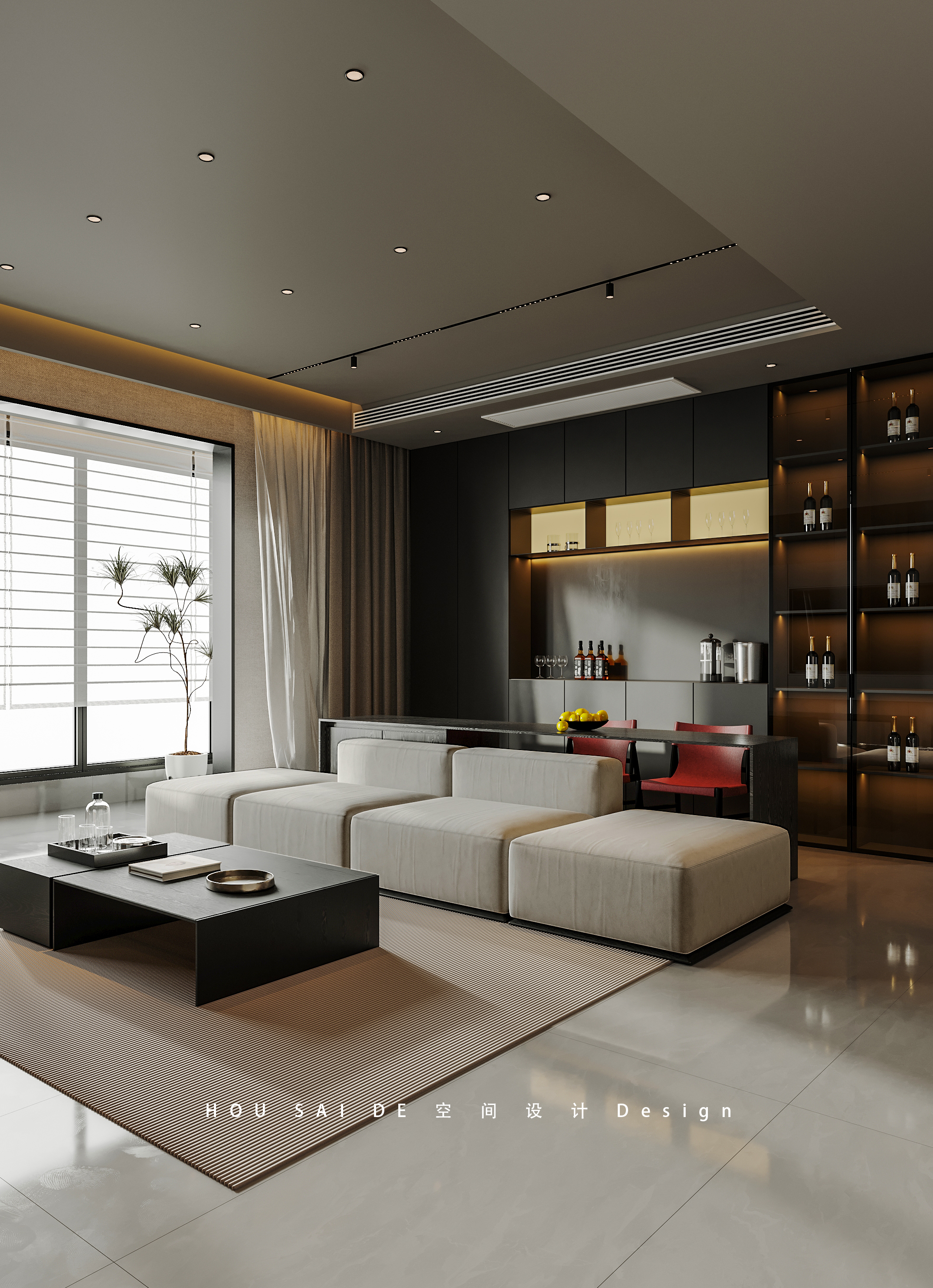 暗黑极简风格室内设计丨中国河北丨HSD 设计林-9