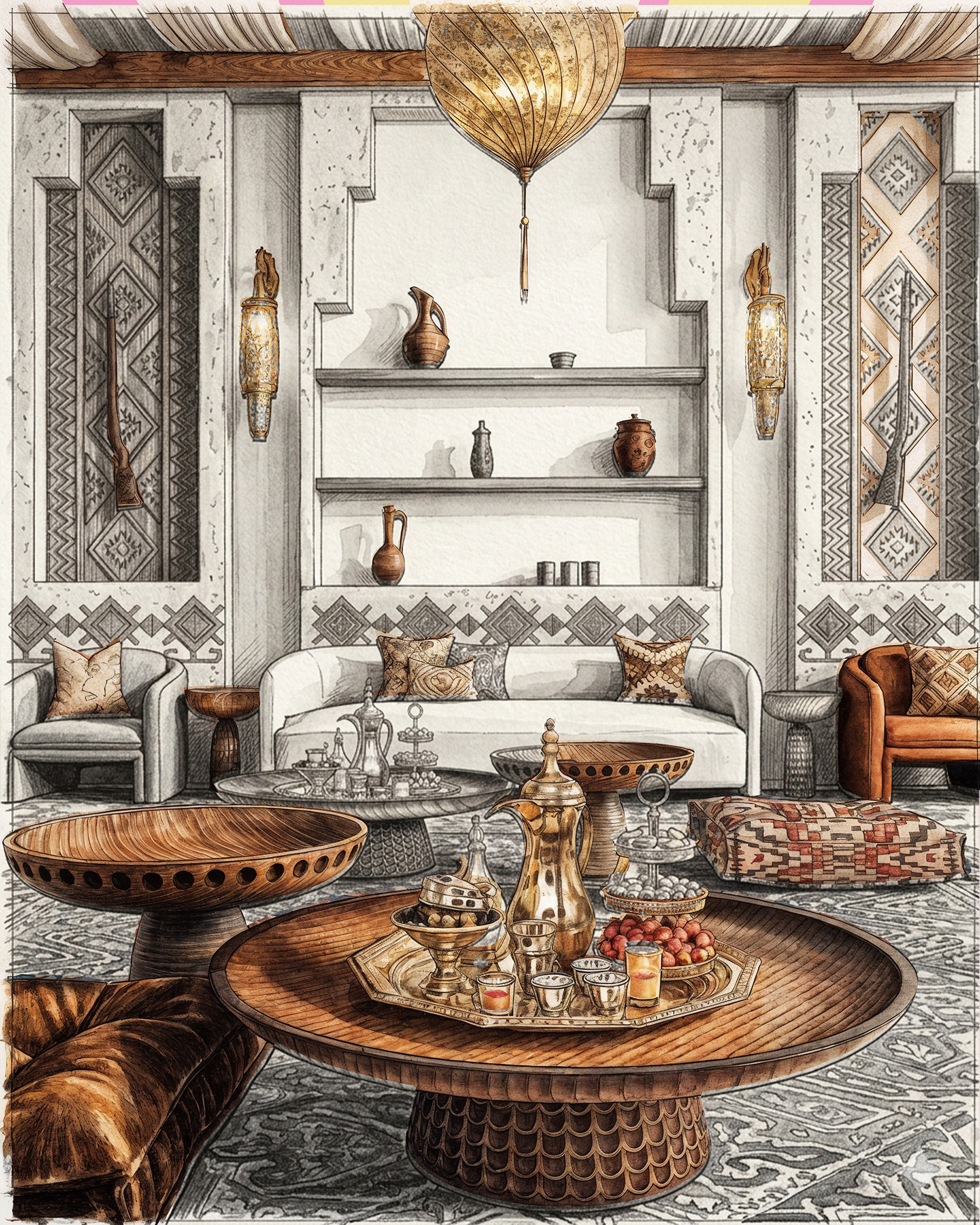 马吉里斯厅及餐厅设计 丨沙特阿拉伯丨FATMA ALZAHRAA-1