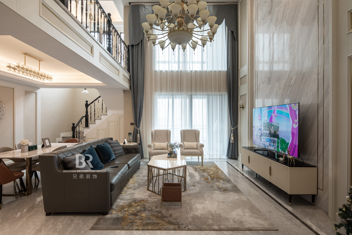 融创滨江壹号跃层轻奢风设计丨中国重庆丨重庆兄弟装饰公司-9