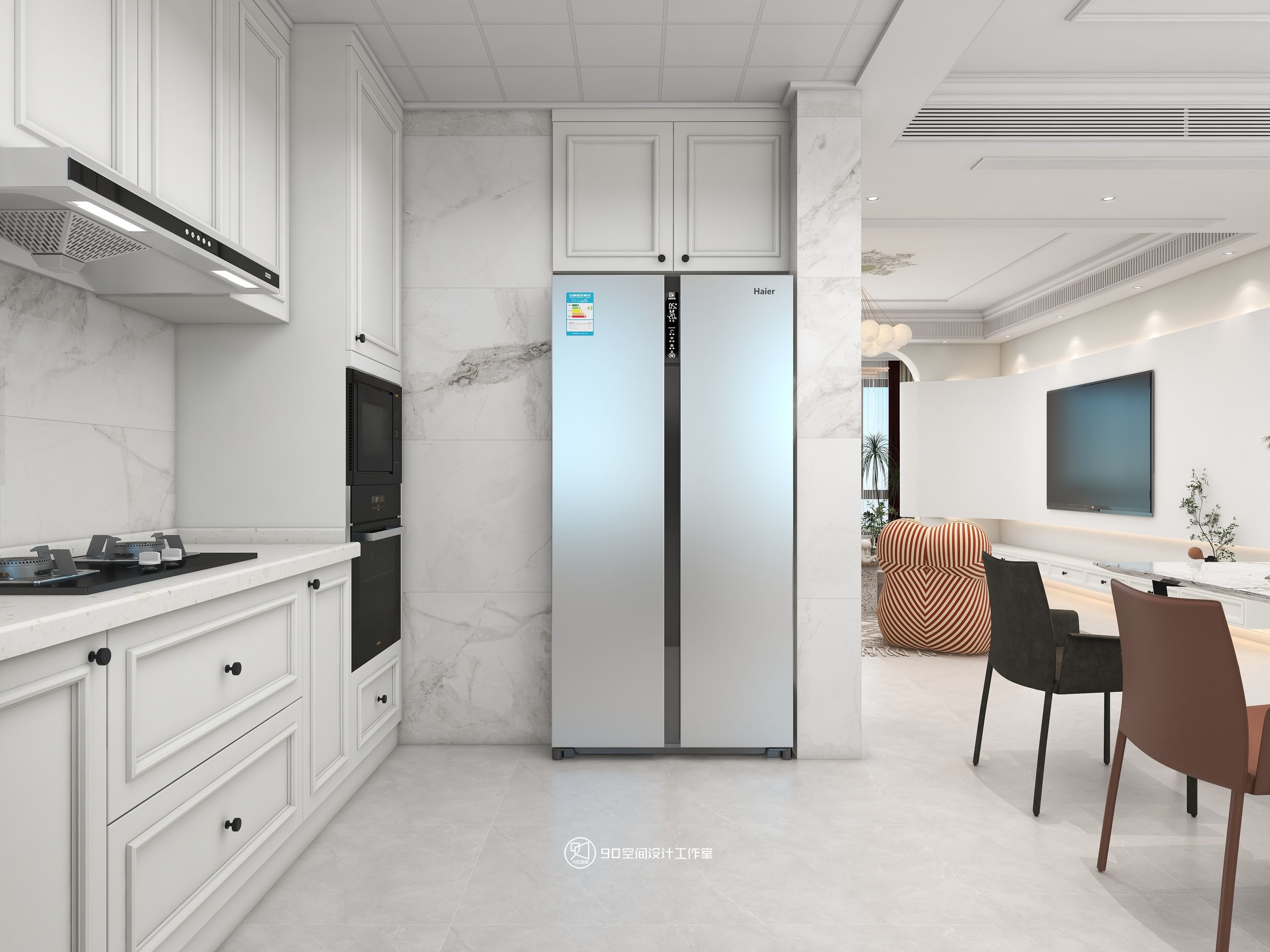 125㎡法式风,寻找家中氛围感丨90空间设计-24