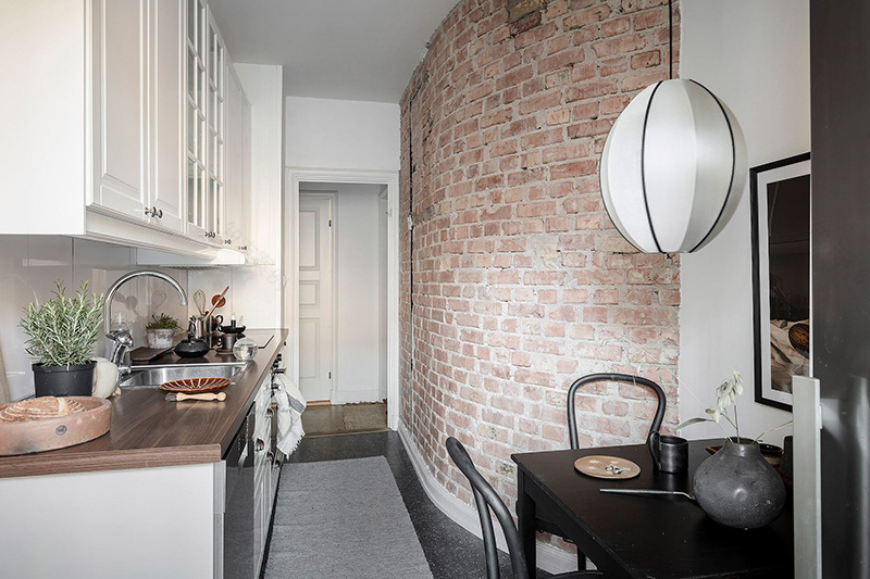 哥德堡 51 平米时尚公寓 | 灰墙砖厨、复古走廊,小空间大创意-25