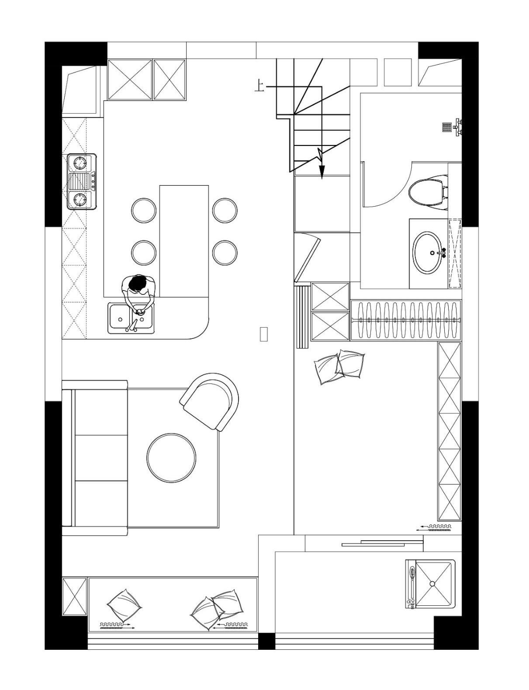 LDK 多功能房，85㎡奶油风LOFT  时光筑造设计-1