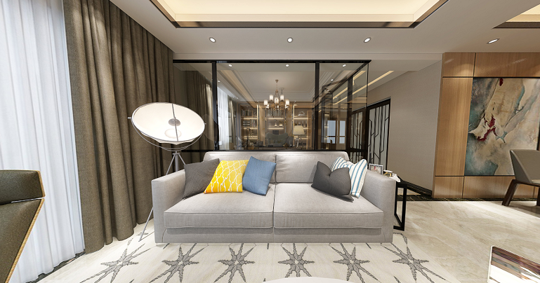 《金风玉露》现代主义全石定制,新中式客厅的火金之舞-20