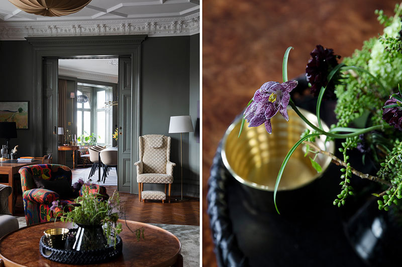 瑞典马尔默中心古典奢华风格的暗色调公寓设计-4