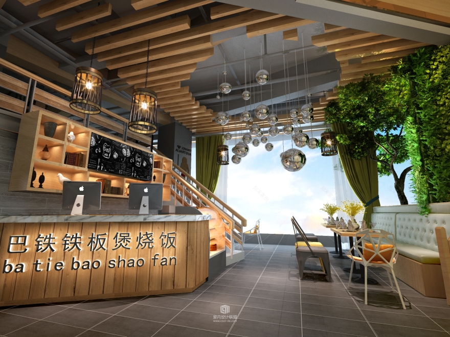 蓝柚公装设计 昆明西餐厅装修设计 商铺装修设计效果图-3