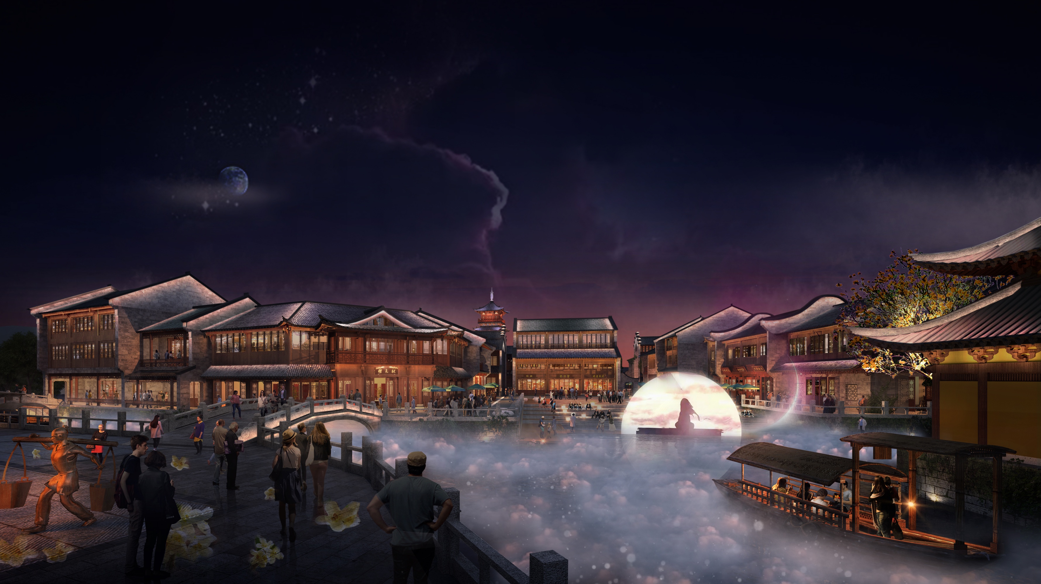 温州梧田老街夜景灯光亮化-2