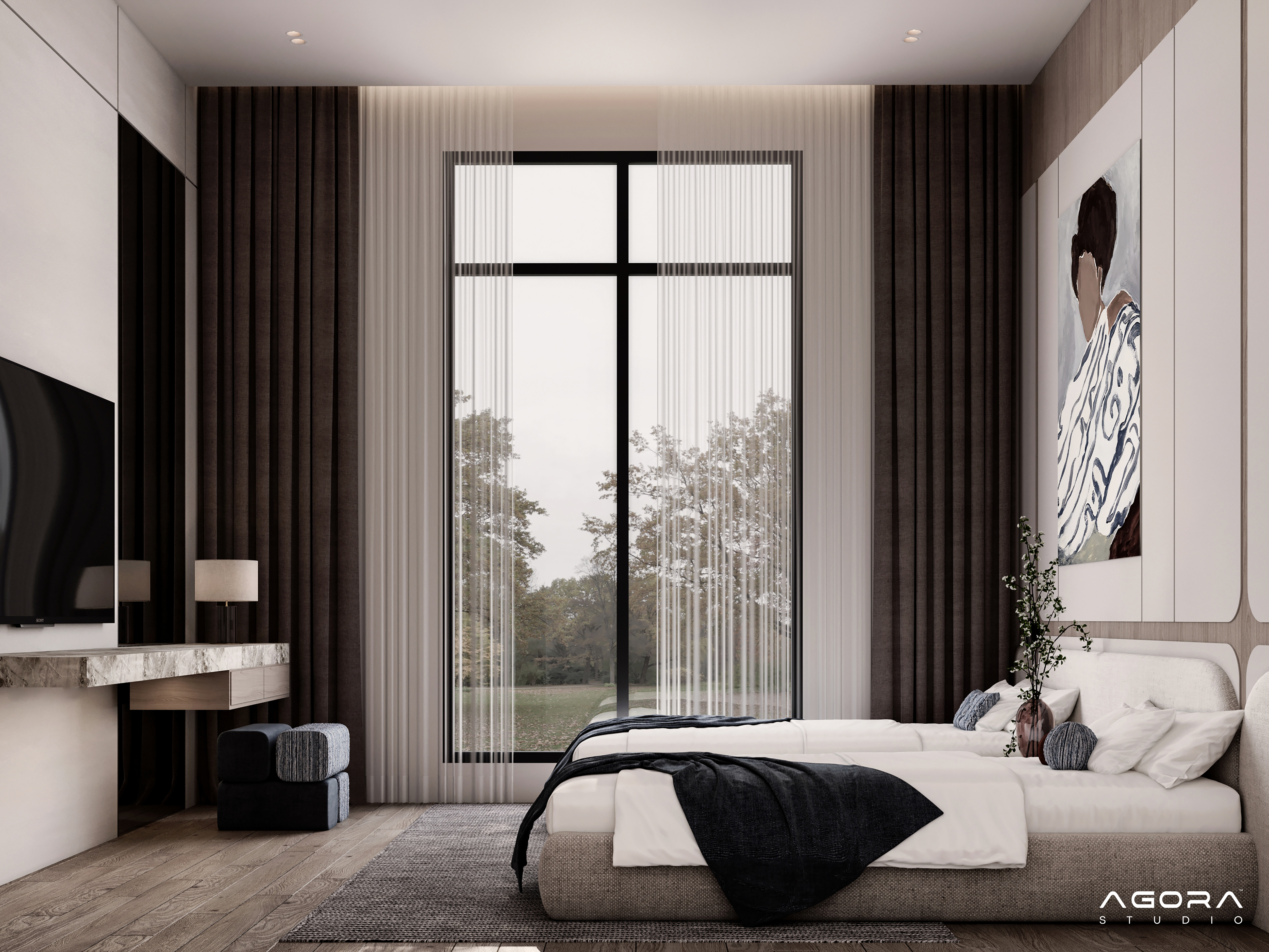 双人卧室设计丨沙特阿拉伯丨Habiba Atef-10