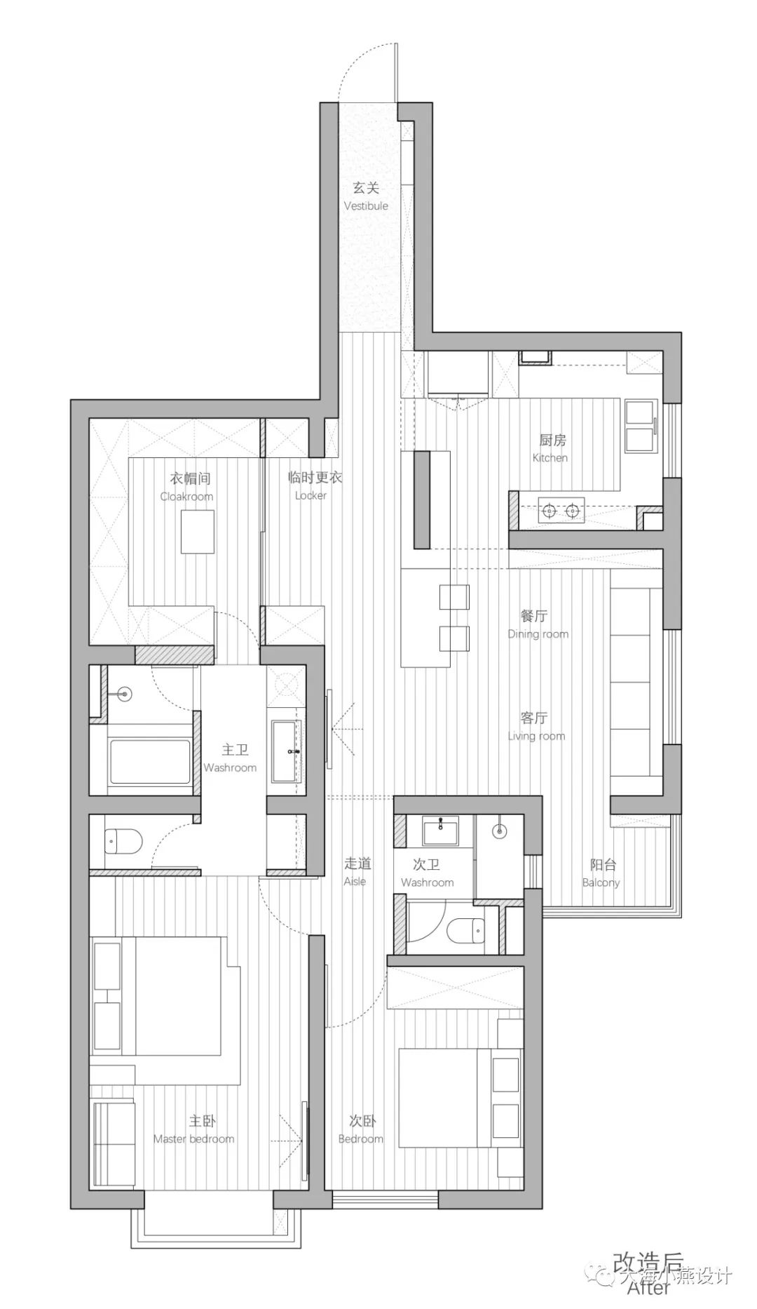 上海 120 平米奇葩户型逆袭,黑房间变豪华主卧套-14