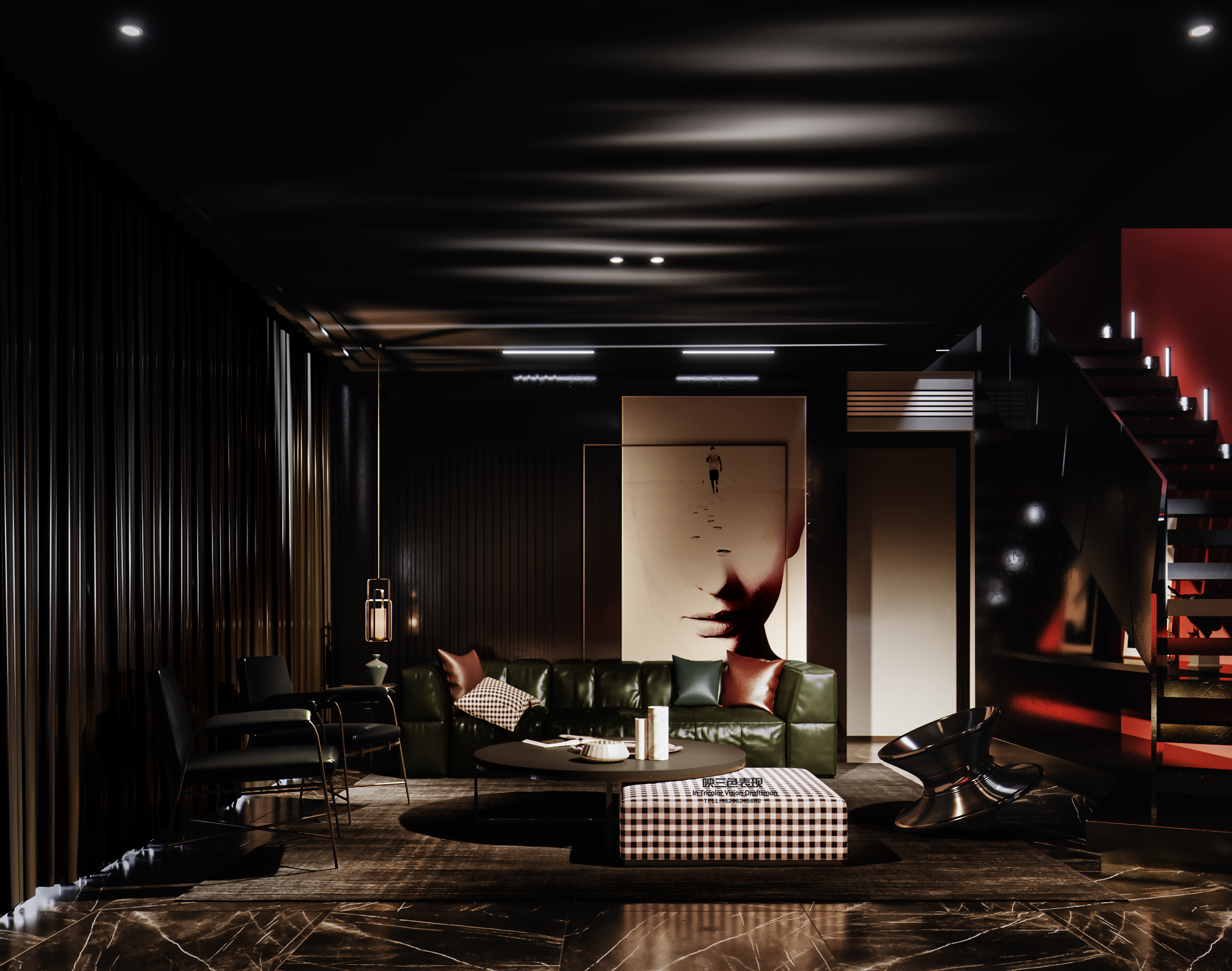 暗调空间设计 | 低明度与红元素的惊艳碰撞-11