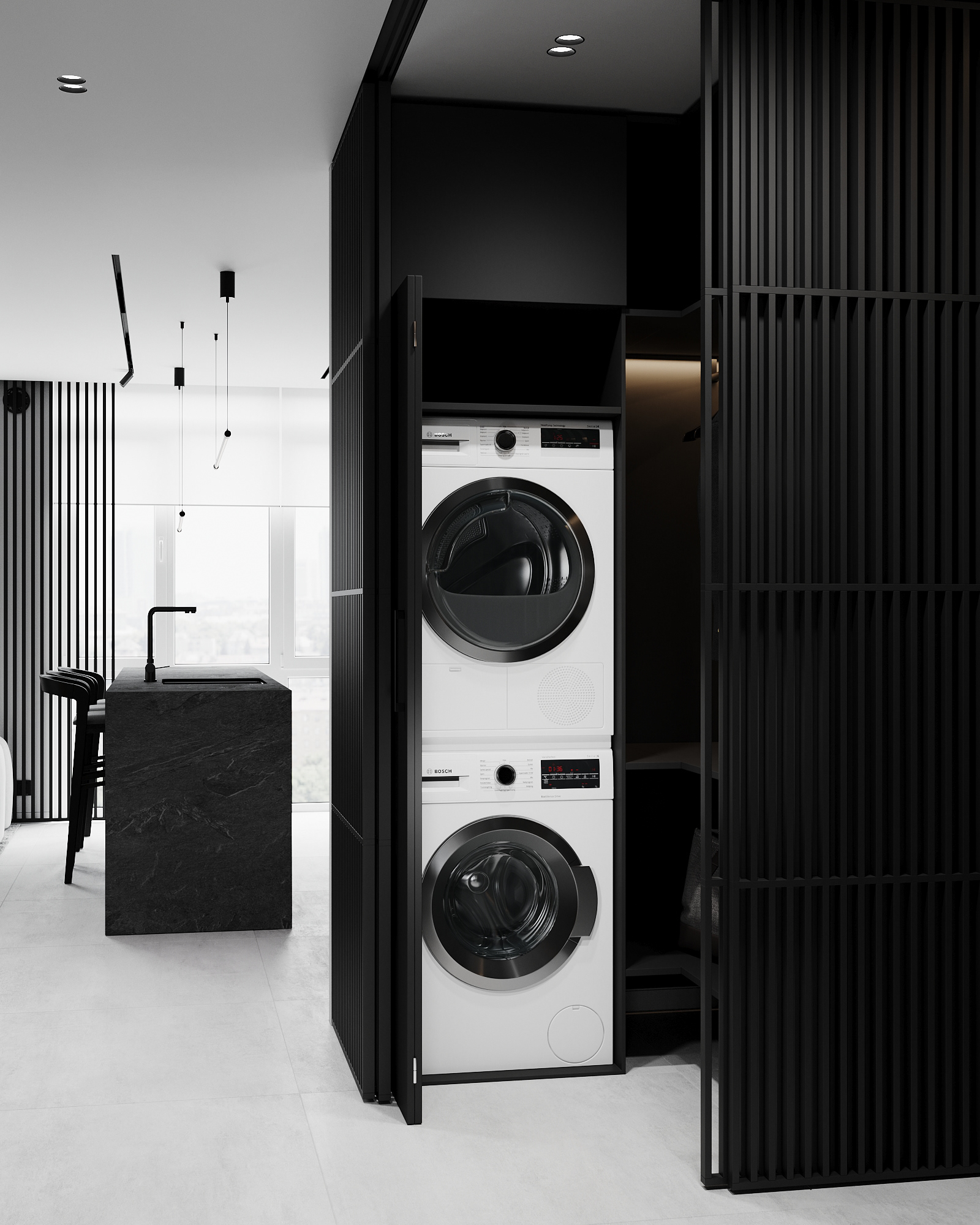 黑白简约，现代空间设计！-11