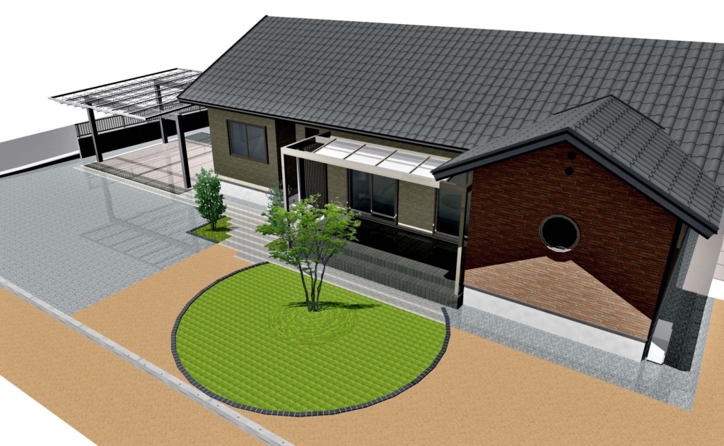 平屋建て和風モダン住宅の新築外構-4