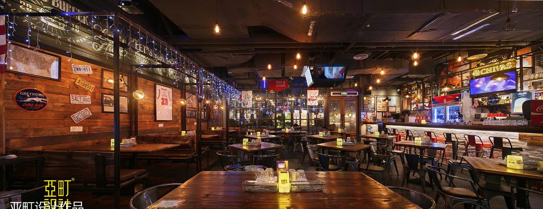 长沙美式餐吧设计 | 通透玻璃窗格,投影映射品牌形象-22