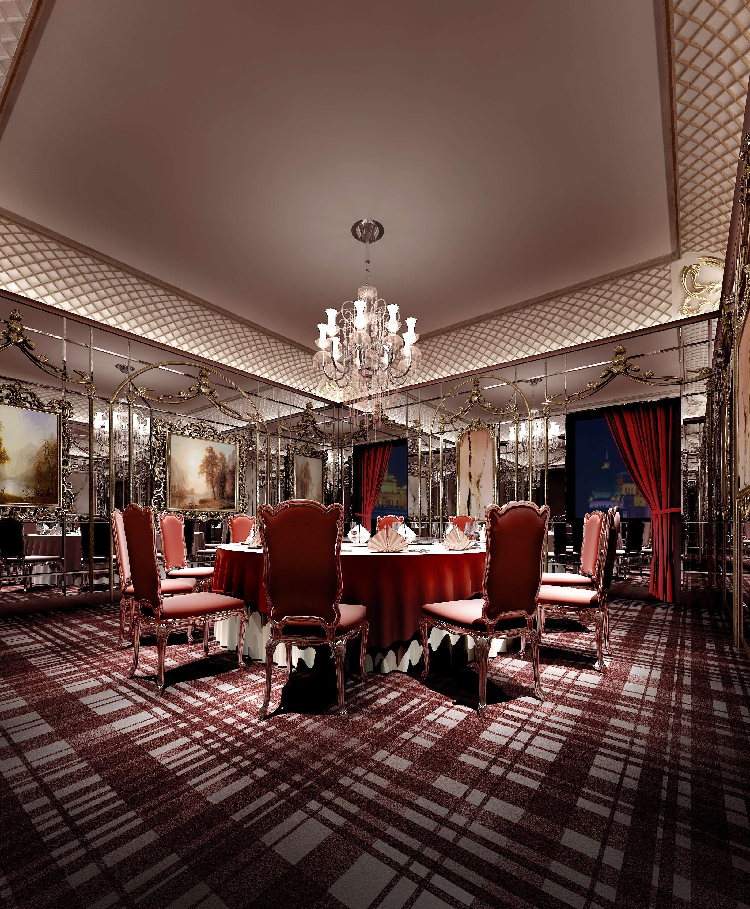 餐厅设计效果图中餐厅餐厅包间包房小吃店面馆工业主题餐厅-9-31