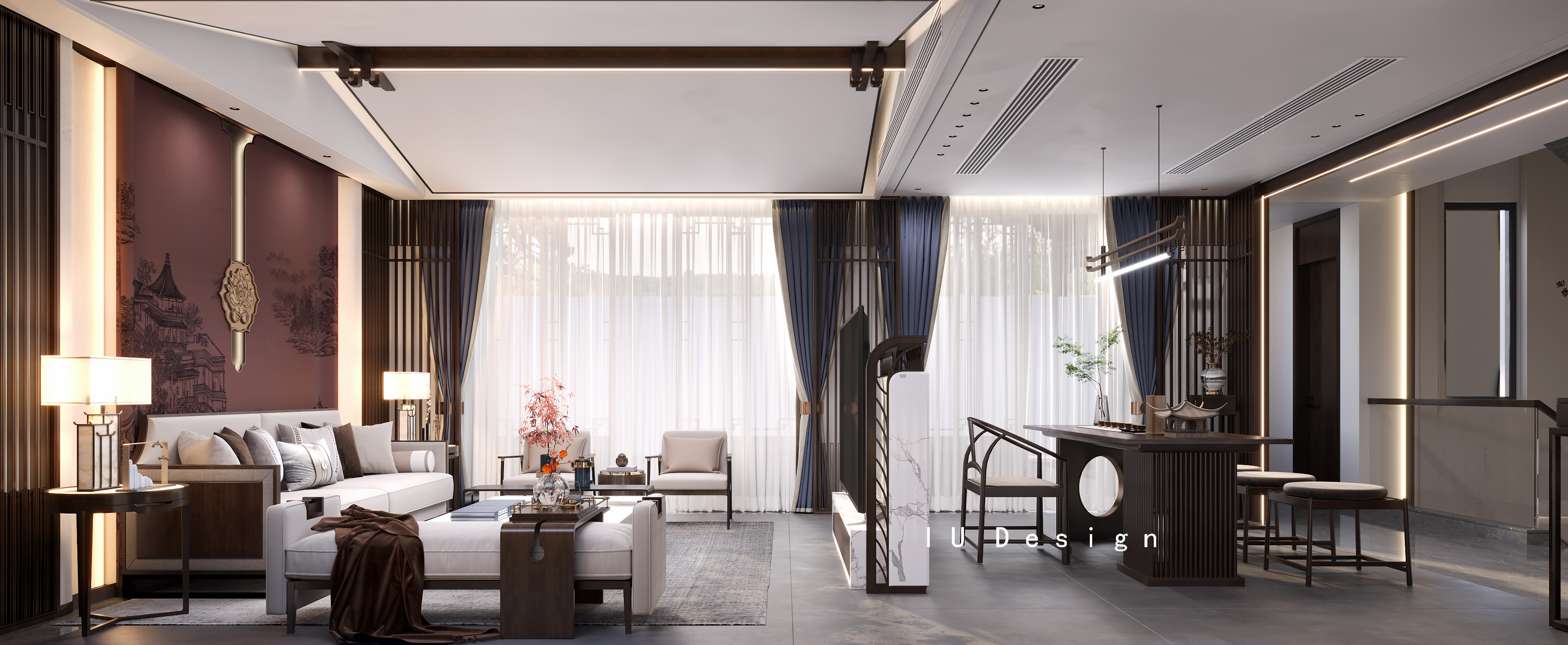 哎呦设计表现·新中式别墅大宅丨哎呦视觉-4