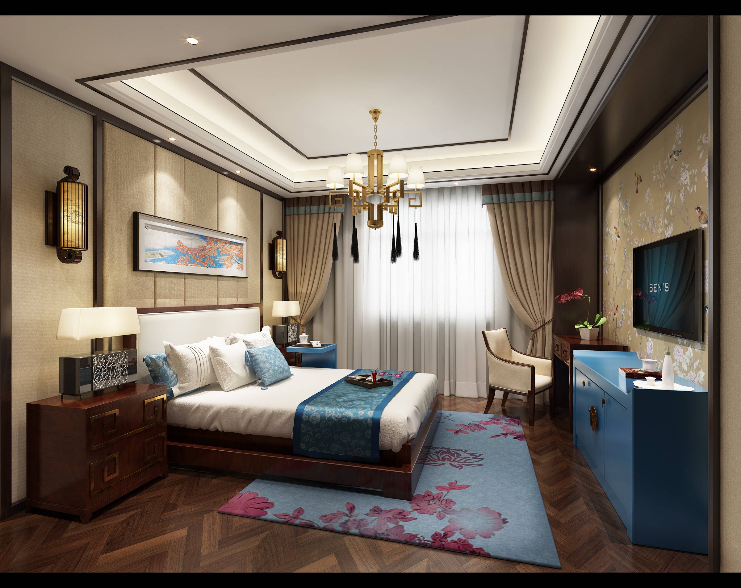 新中式 中式古典 奢华家装别墅样板房-12-20