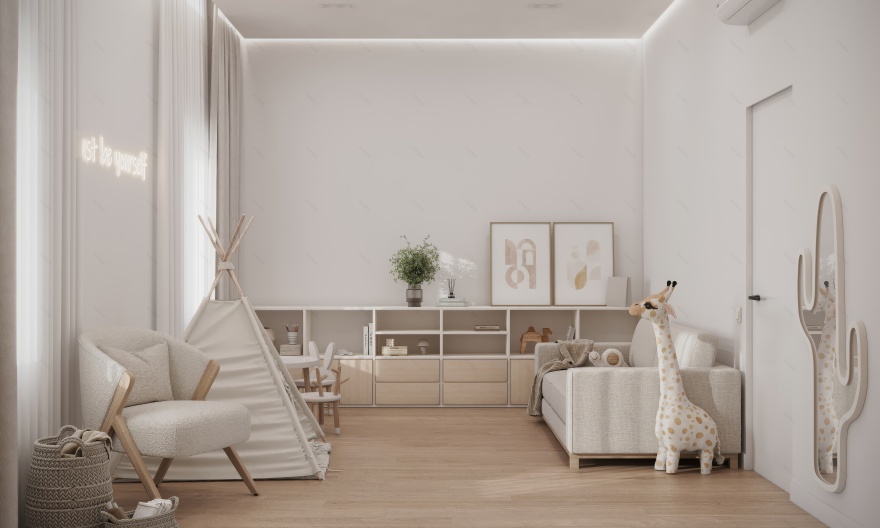 米色儿童房设计项目丨Veronika Berezhnaya-5