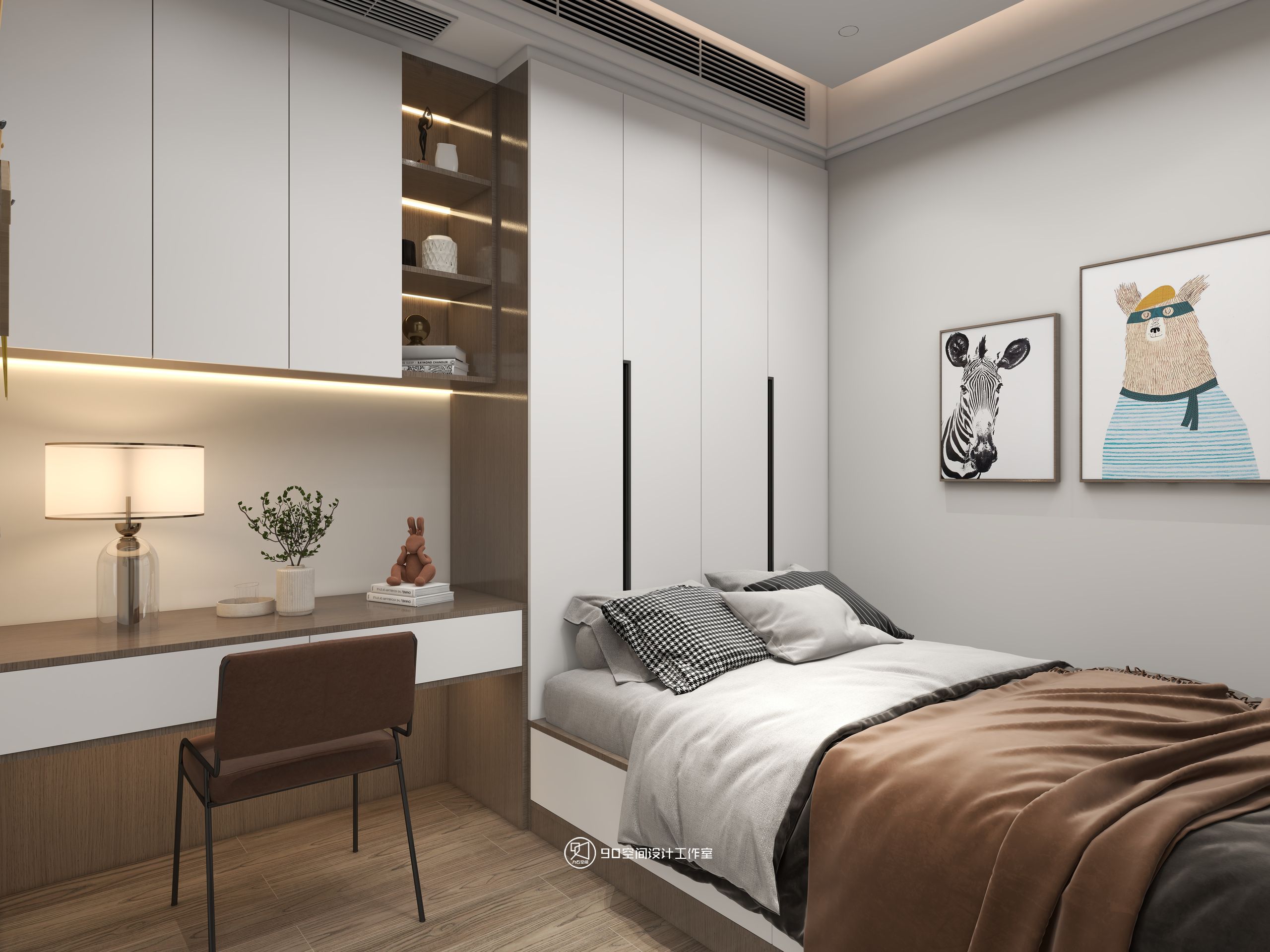 海市蜃楼现代轻奢风格挑高别墅设计丨90 空间设计-56