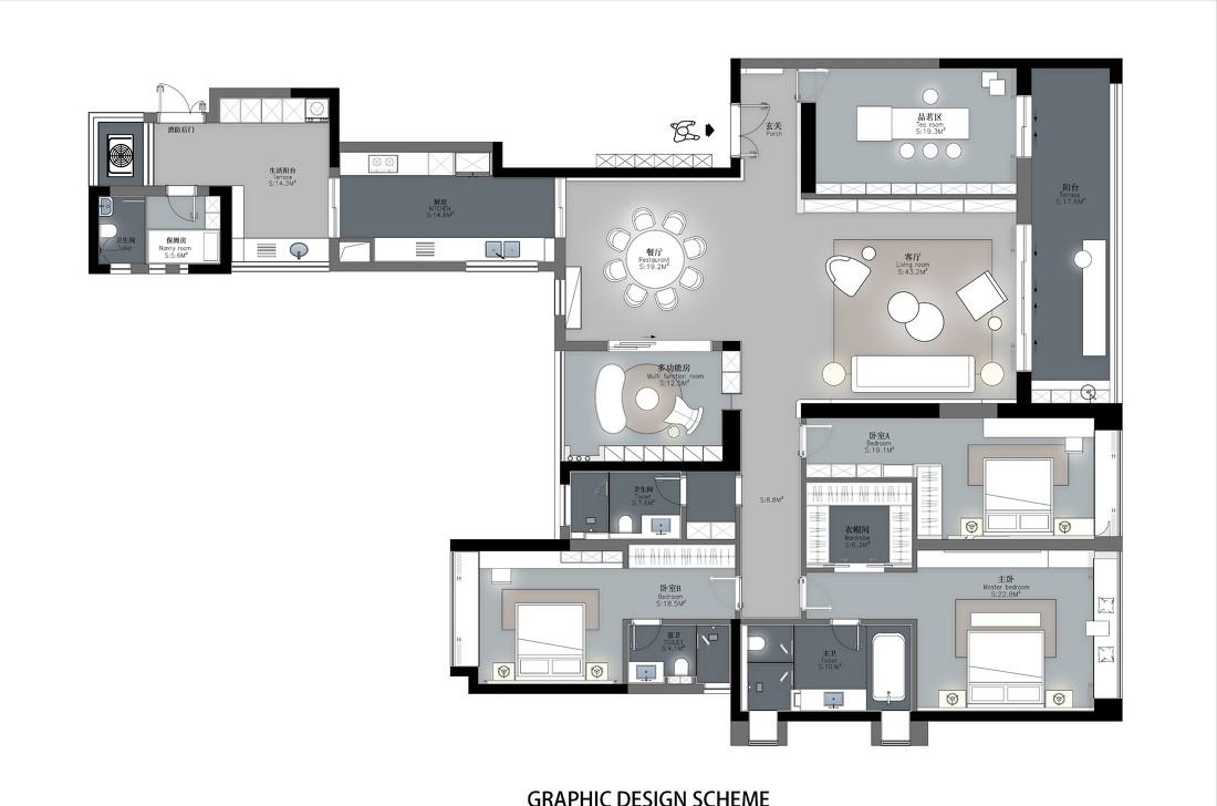 珠江新城300㎡大平层设计项目-6