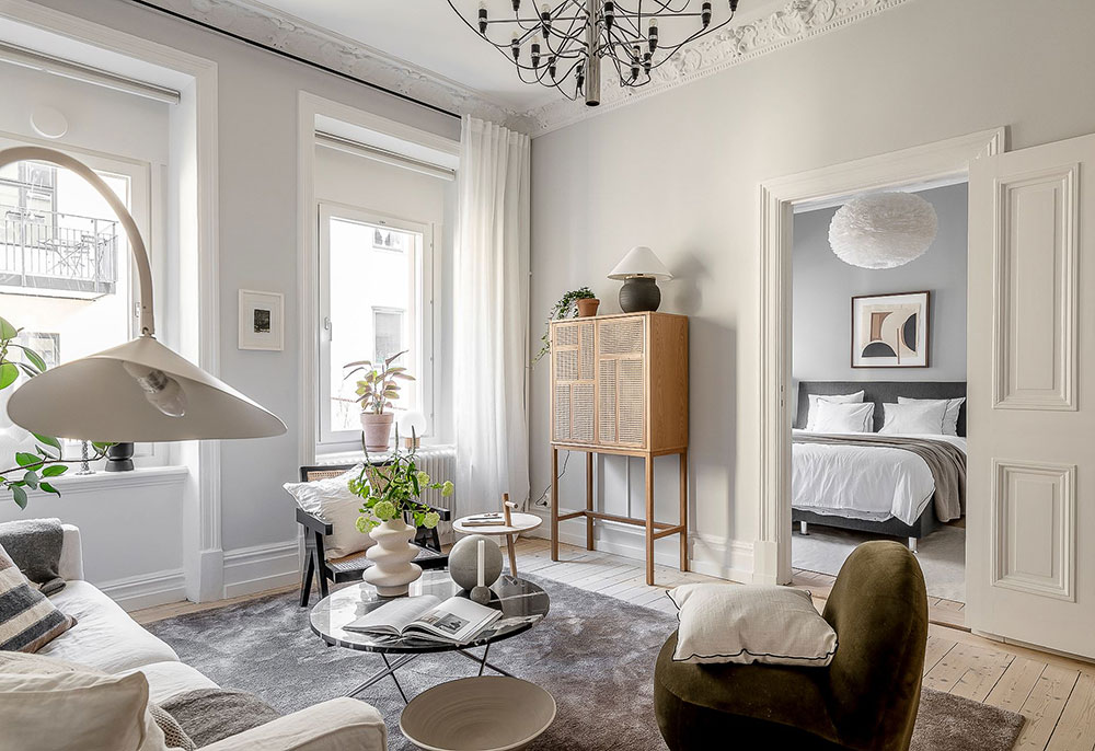 哥德堡公寓 | 温馨的粉色调与花卉壁纸的完美结合-9