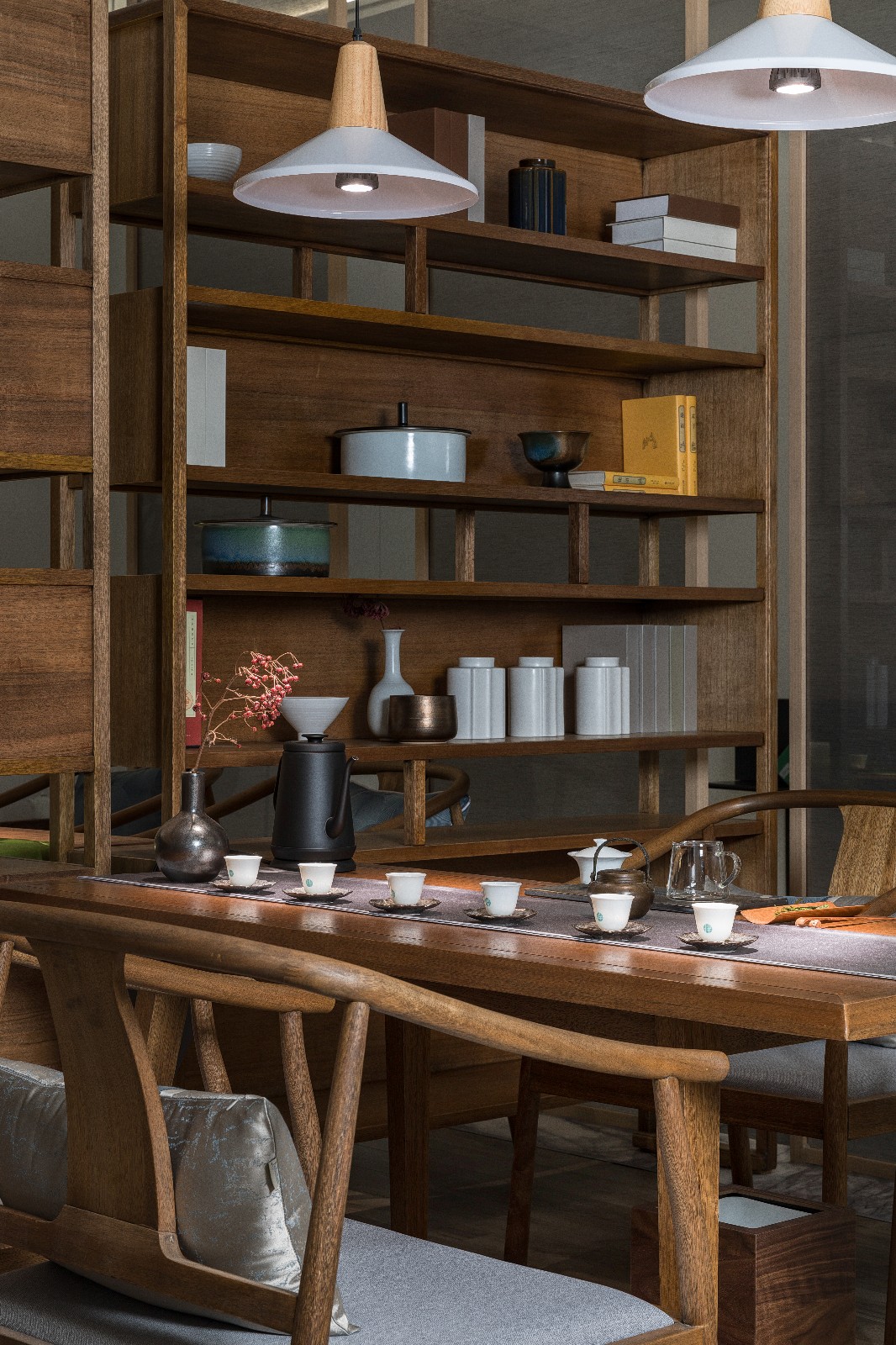 300㎡新中式木质素雅茶空间  林语筑建筑装饰设计-16
