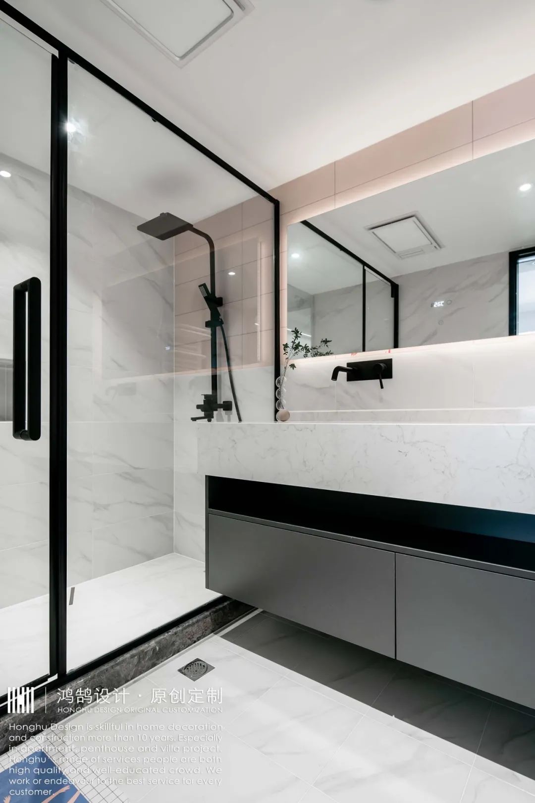 现代轻奢婚房，120㎡黑白灰++ 糖果色混搭设计-48