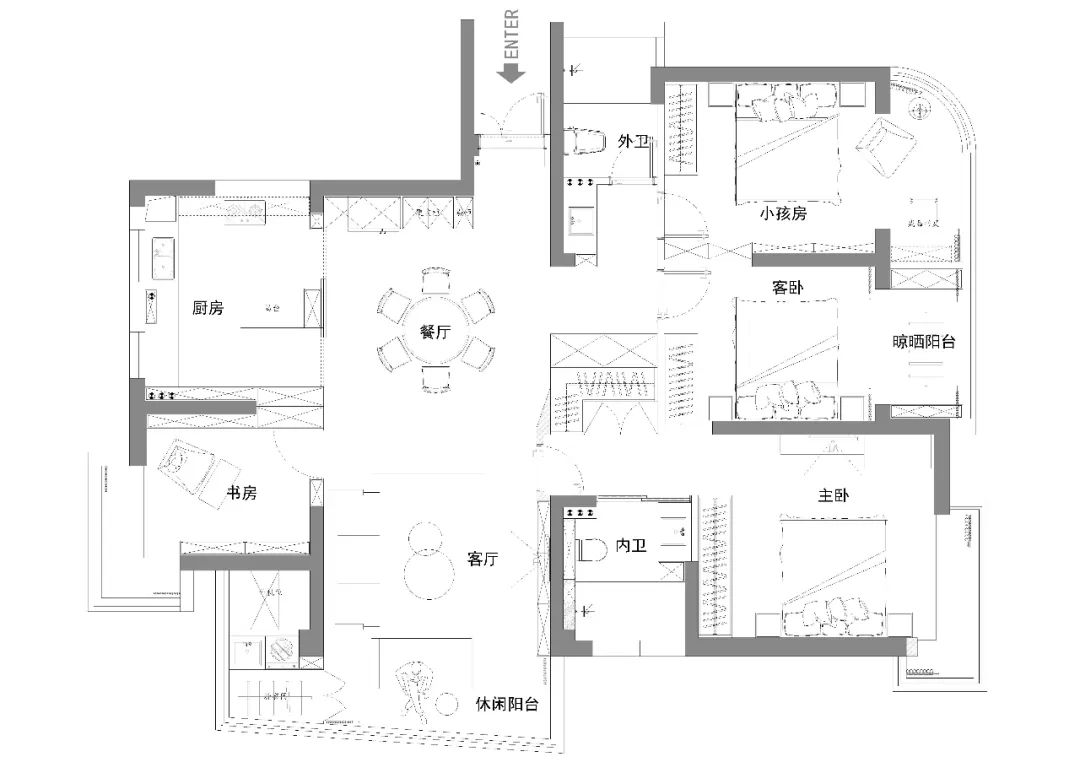 春秋空间设计 | 扬子华都 | 黑白色调与木元素的简约美学-22