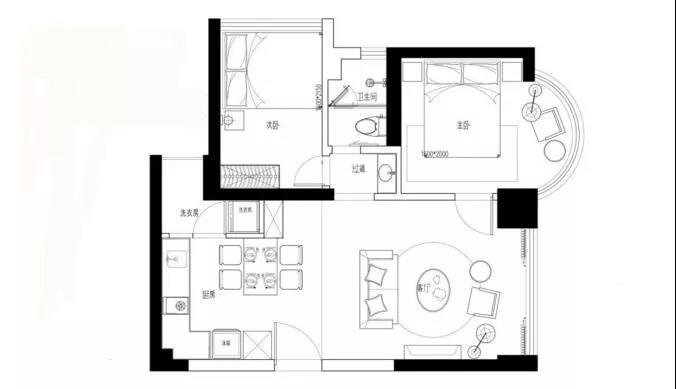 恒阁装饰|摩登时尚的59平小户型二居室-0