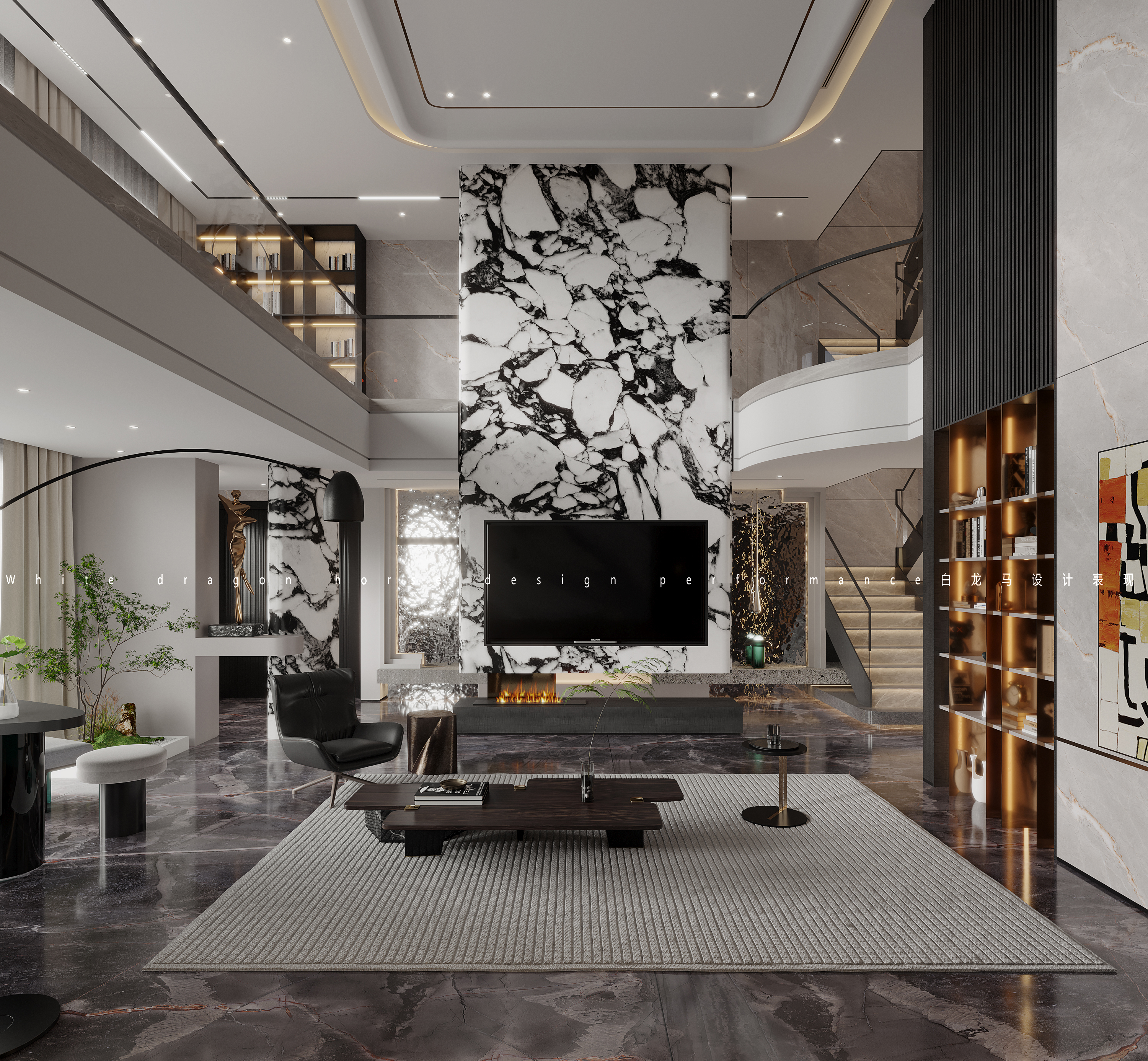 现代轻奢别墅——白龙马效果图-0