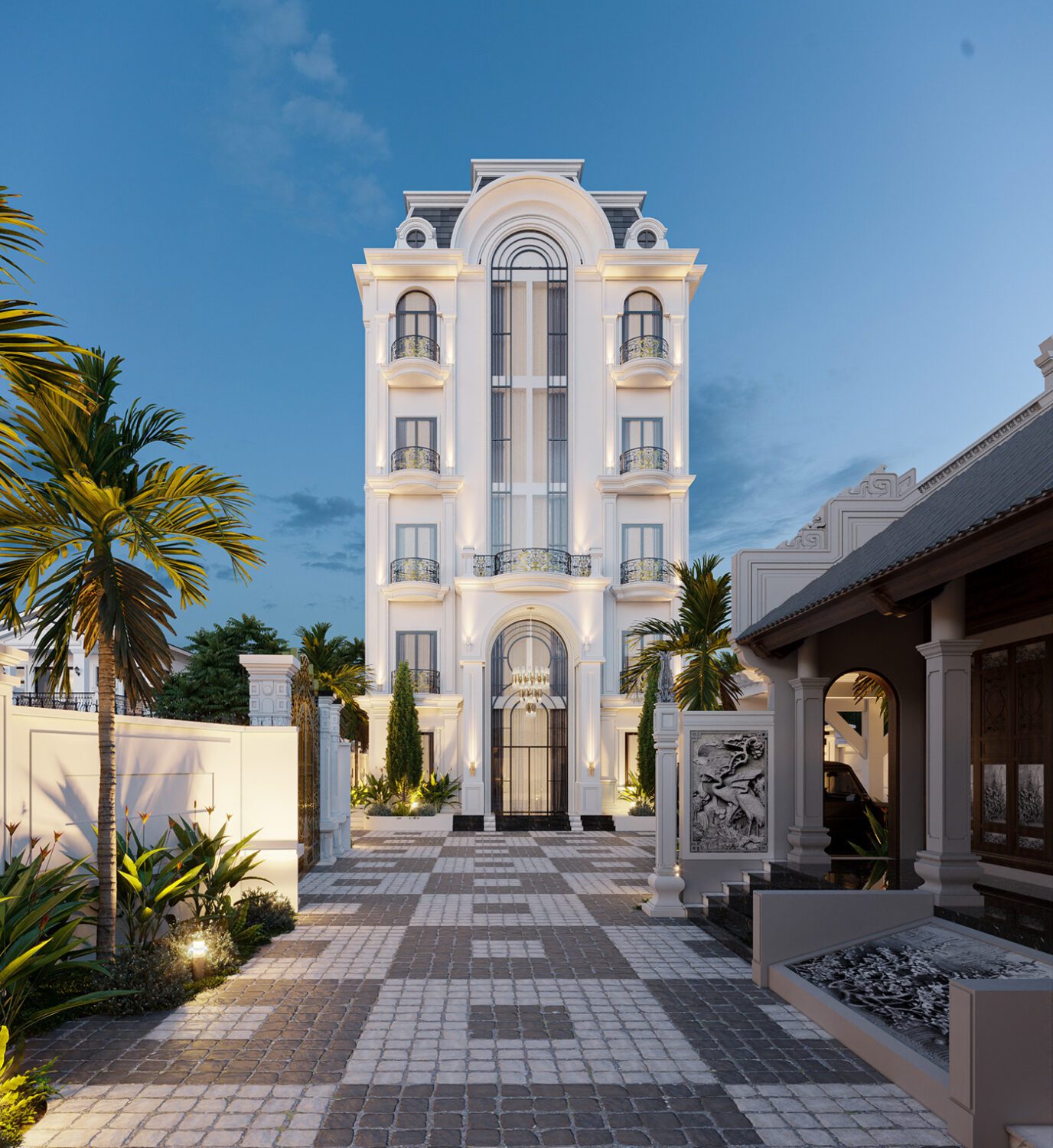 7525. Free Sketchup Neoclassical Villa Exterior Model-5