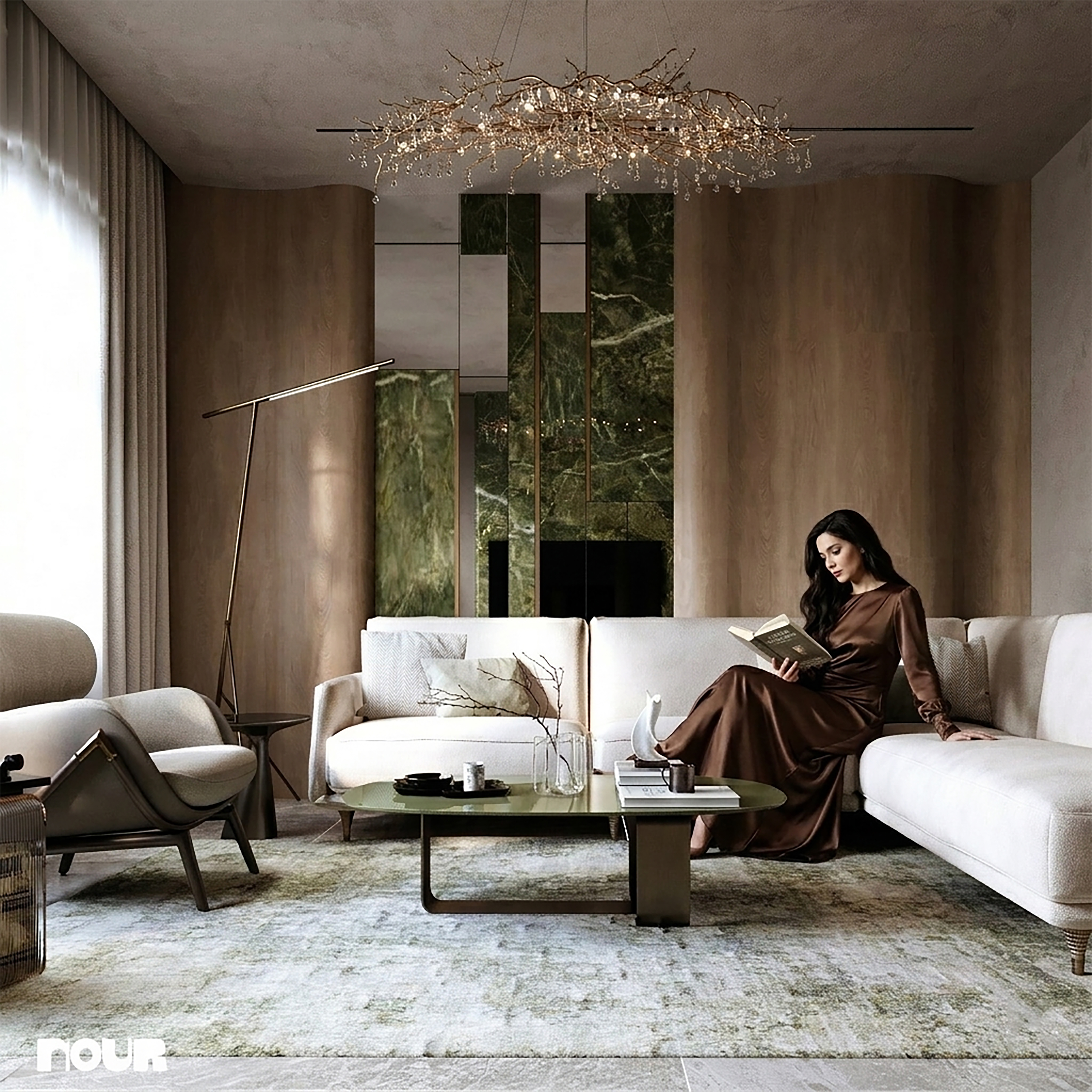 你提供的Lu·ury可能有误，推测正确的是Luxury，如果是这样，翻译为奢华现代客厅 丨Nourhan Emad-14