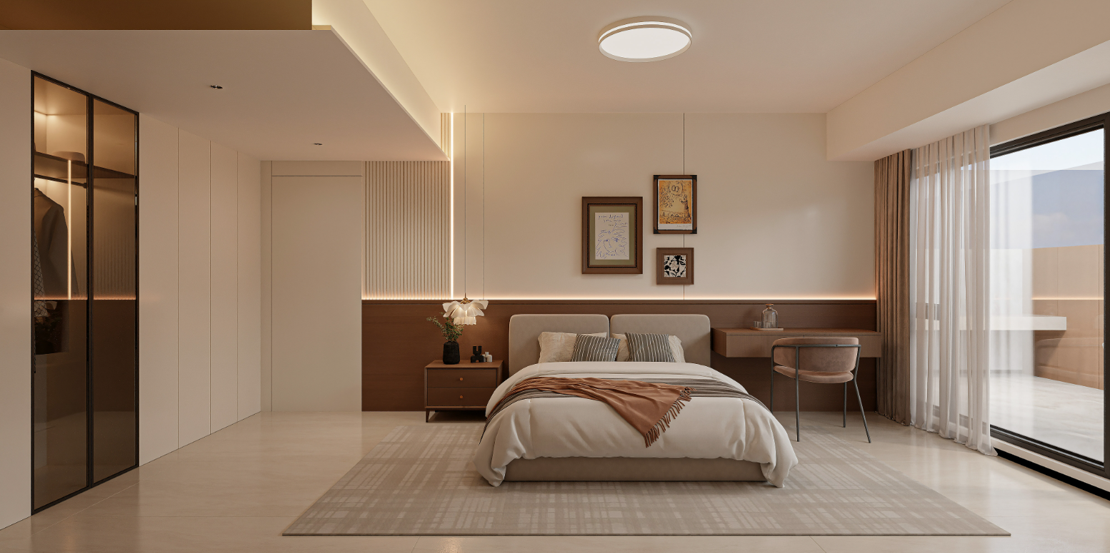 宋氏美学新中式风格客餐厅卧室效果图表现-4