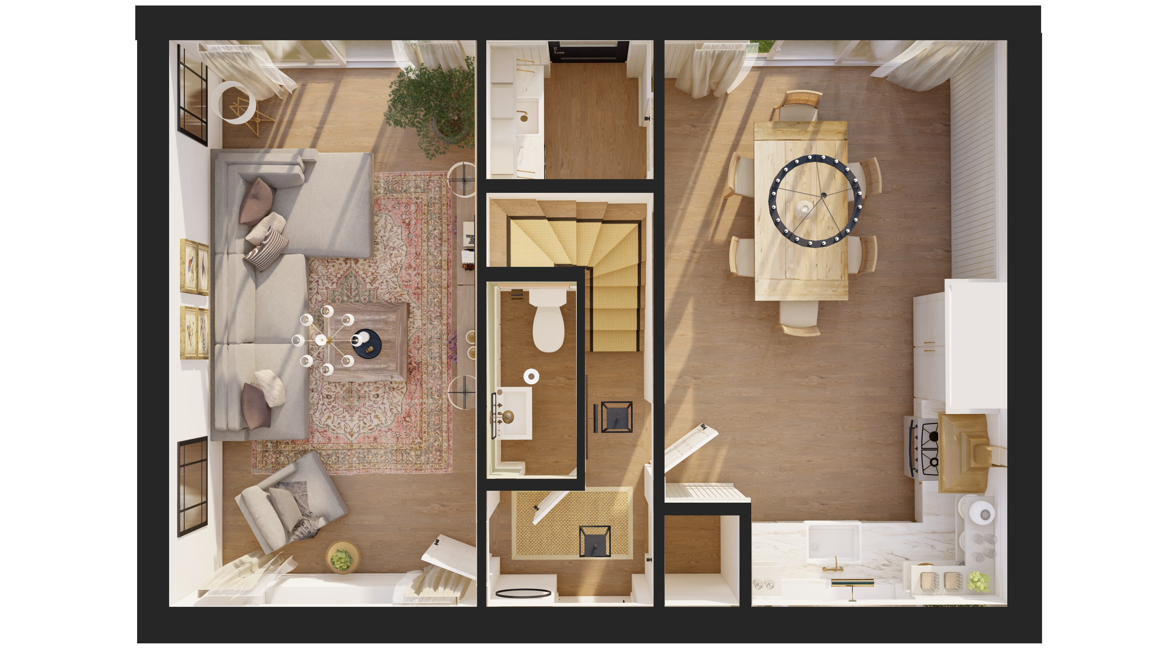 Ground Floor Design and 3D Rendering-1