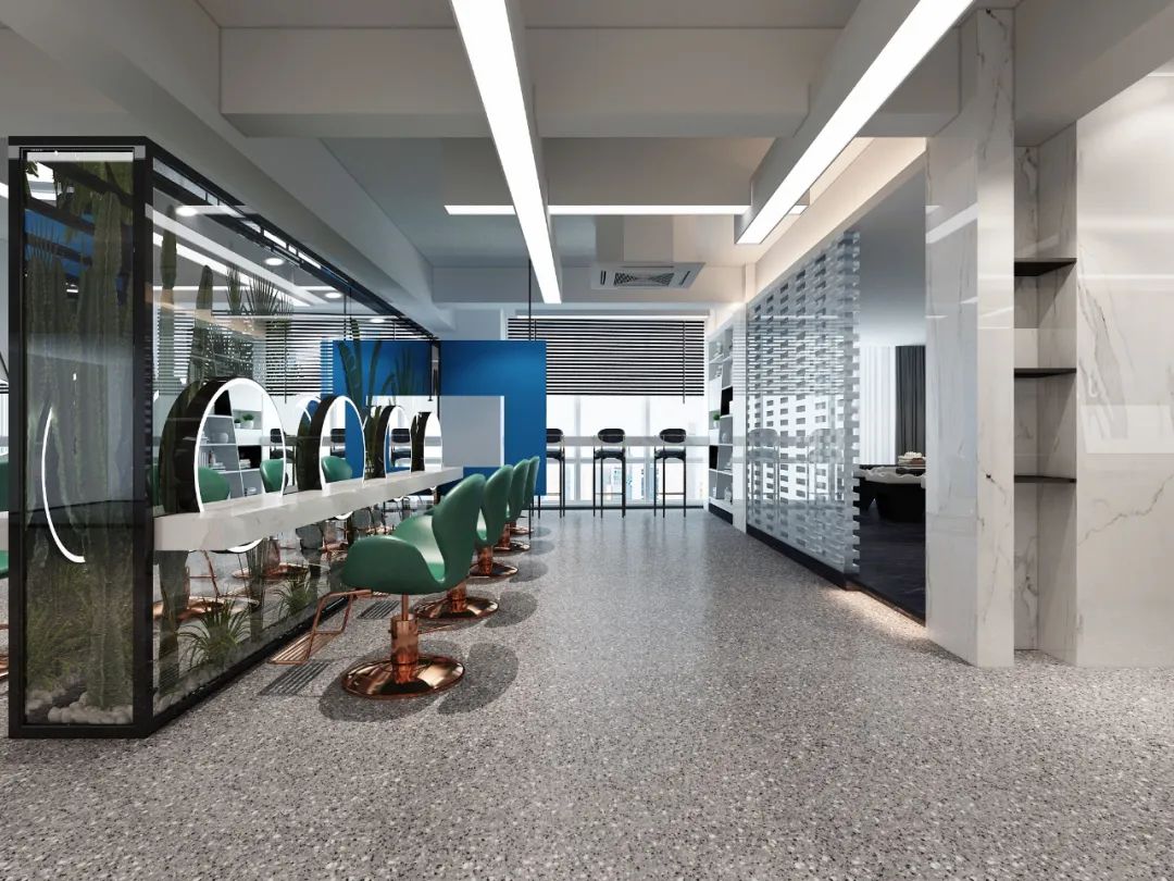 《快乐秀发》个性鲜明,绿色与蓝色交织的未来感空间-53