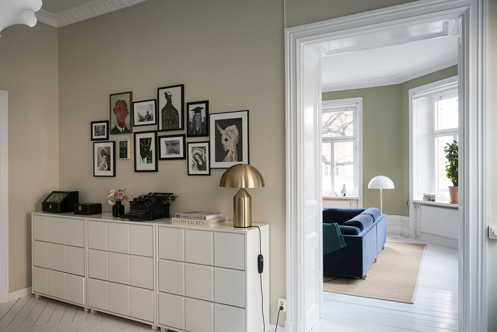 斯德哥尔摩橄榄绿公寓，冲浪板成独特装饰-26