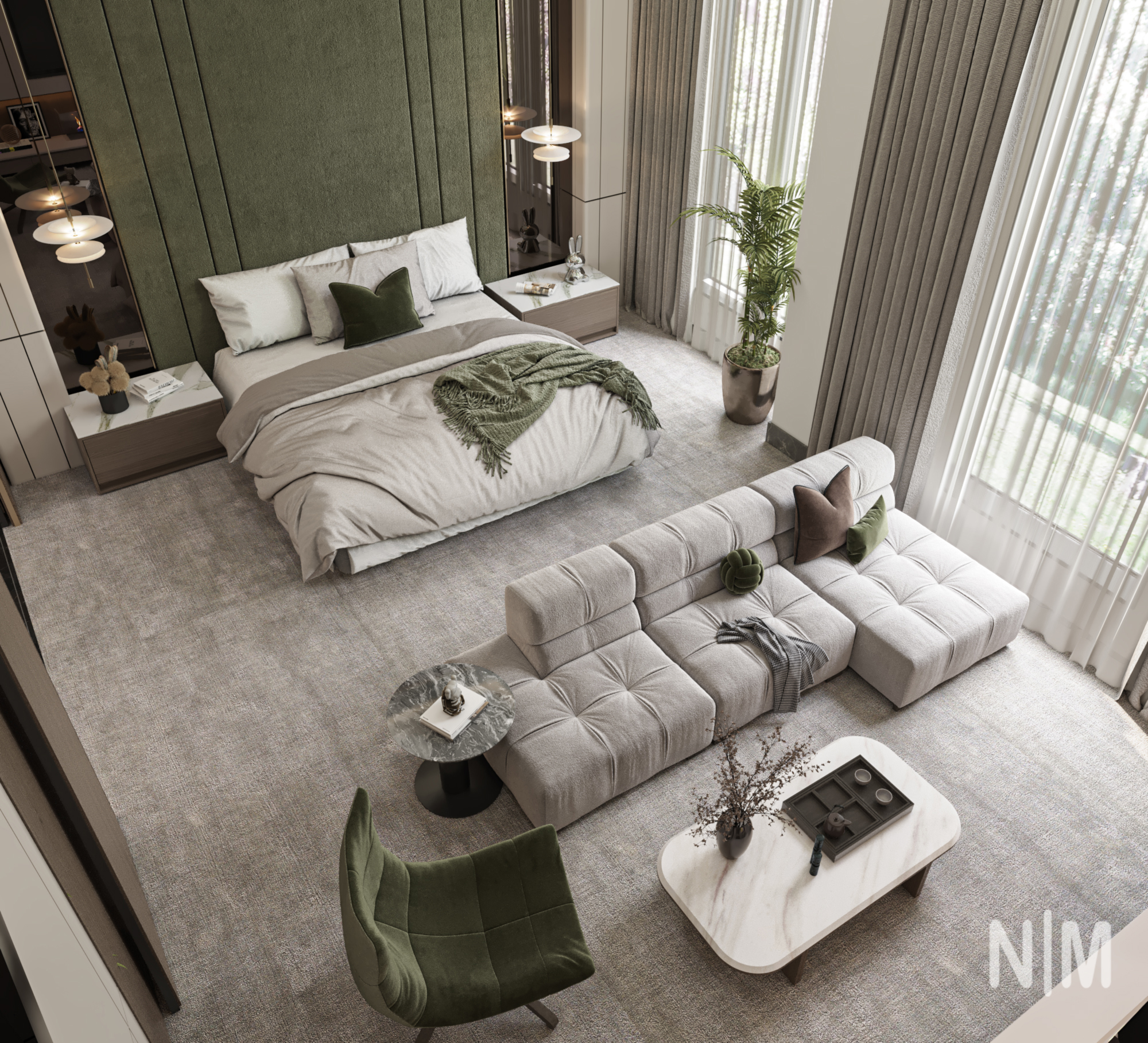 豪华主卧室梳妆+浴室设计丨使用 3DMAX 进行设计-8