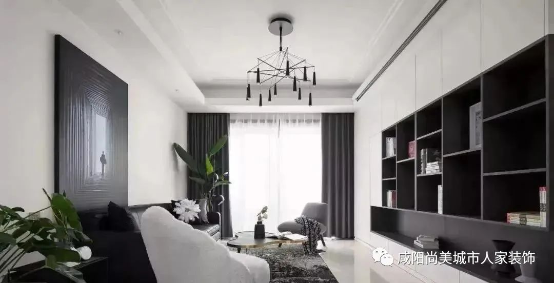 128 平黑白装修,客厅无电视墙,空间利用满分-4