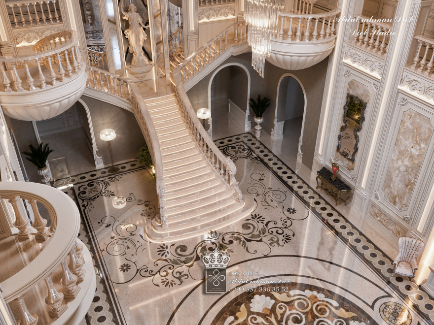 Classical fantasy palace entrance hall-10