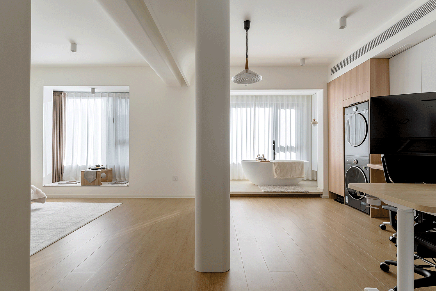 67㎡小家靠旋转电视墙变出N种生活场景丨久栖设计-23