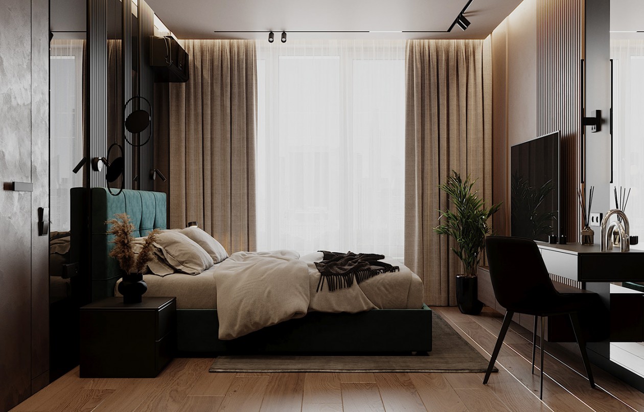 80㎡深色系公寓，隐匿于生活中的美好-19