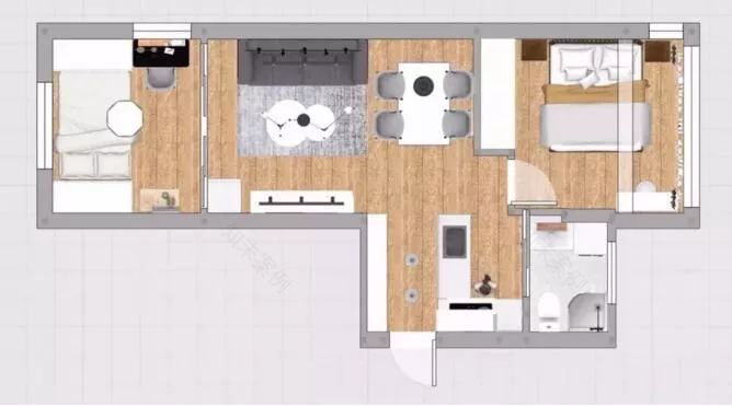 【玖星上院装饰】56㎡的小户型,阳台改卧室变出两室一厅-1