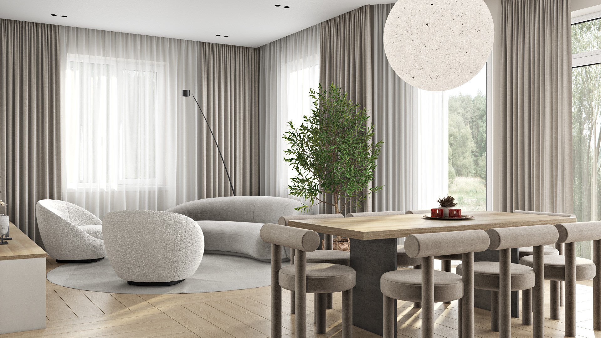 原木与浅灰色室内设计-5