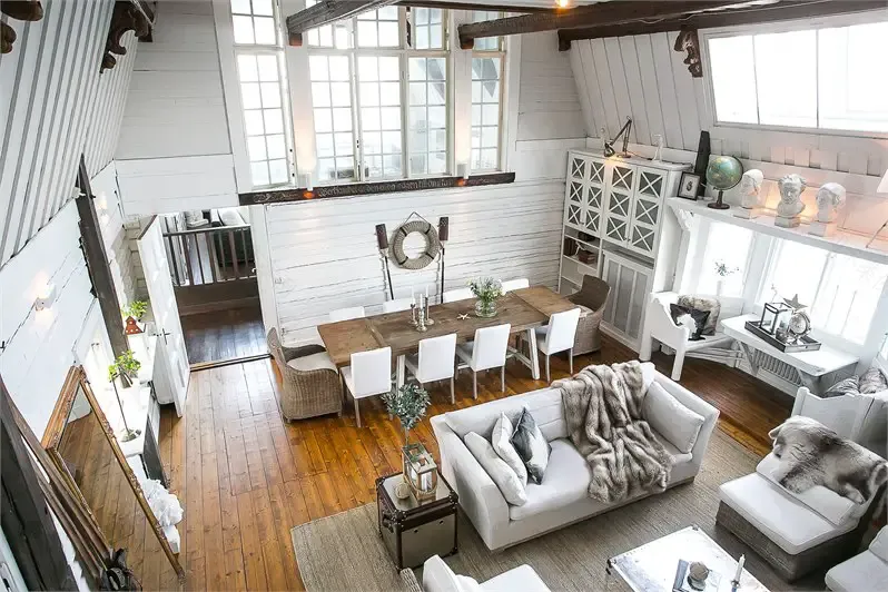 瑞典湖边百年老屋翻新,白色海洋风格度假屋-3