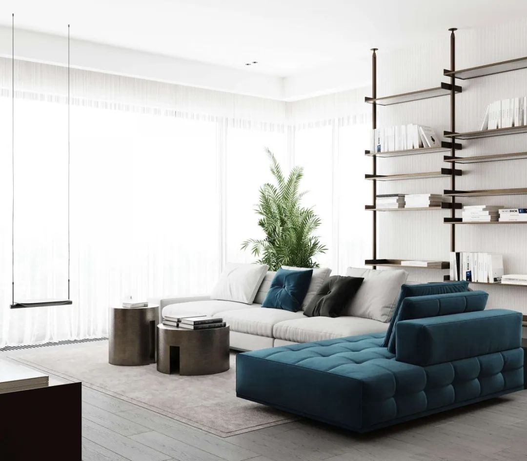 简约清新蓝白空间，趣味秋千设计诠释生活美学-9