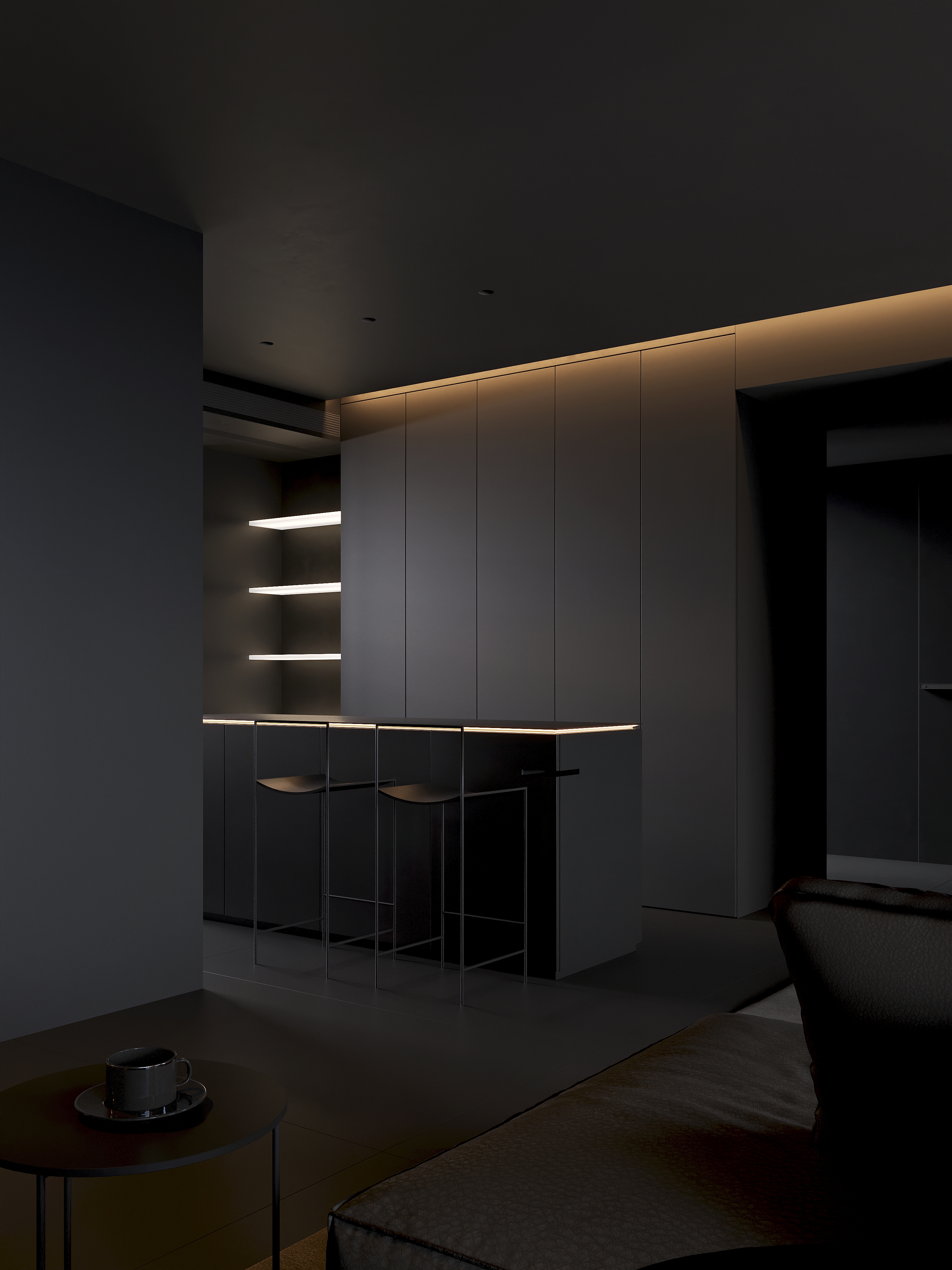 暗黑系客餐厅卧室衣帽间卫生间设计-7