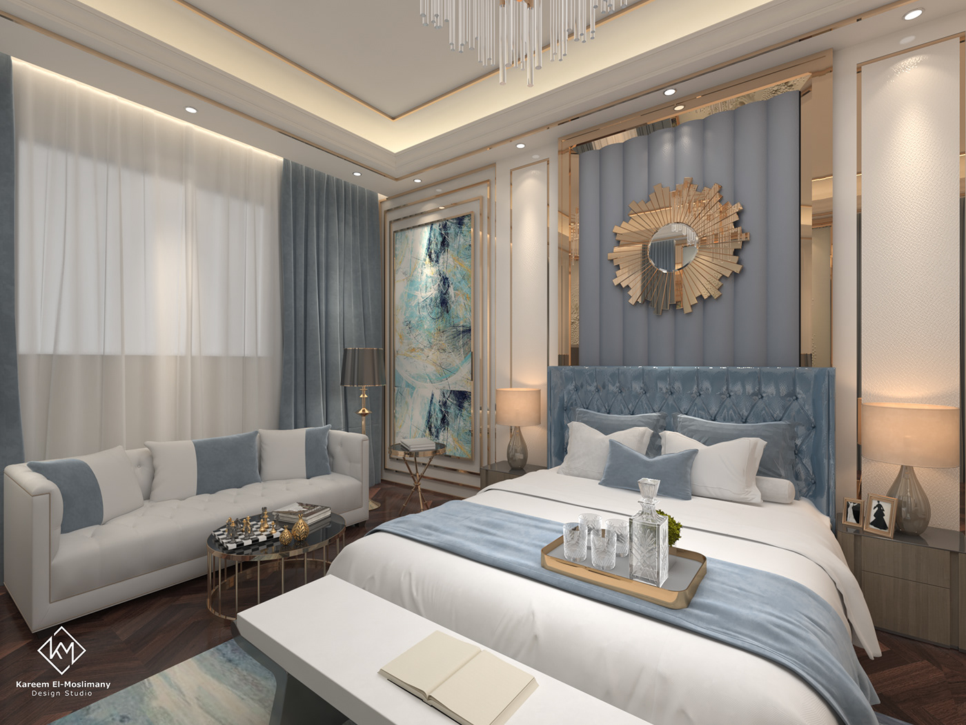 Anastasiya Gushchina丨平层丨Luxurious Neo-Classic Master Bedroom Design-5