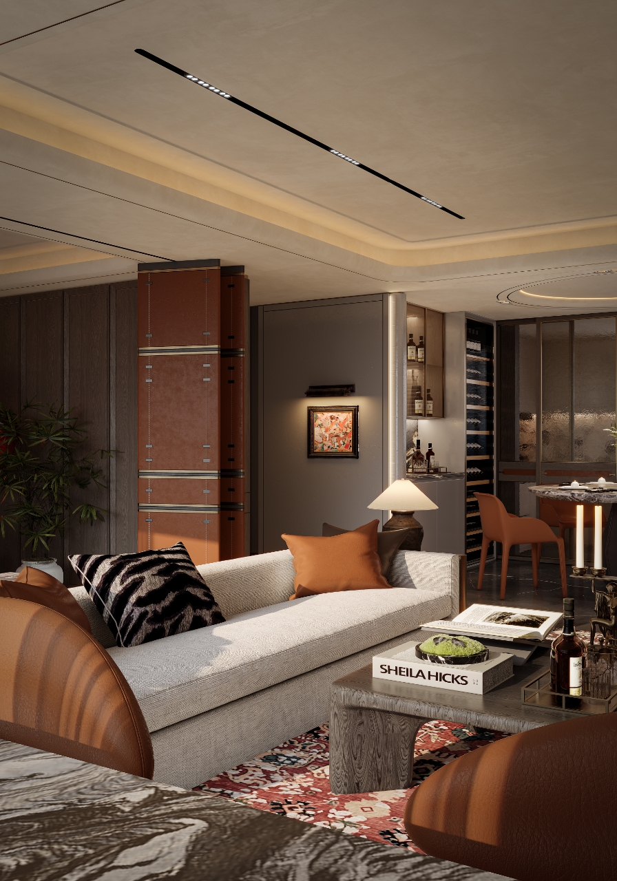 深色材质 × 对话空间  写实渲染项目丨Three Parts Blank-11