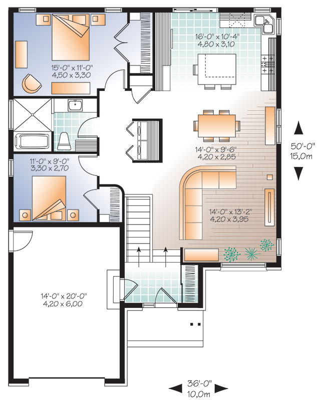 Plan 9519两居室现代住宅方案-12