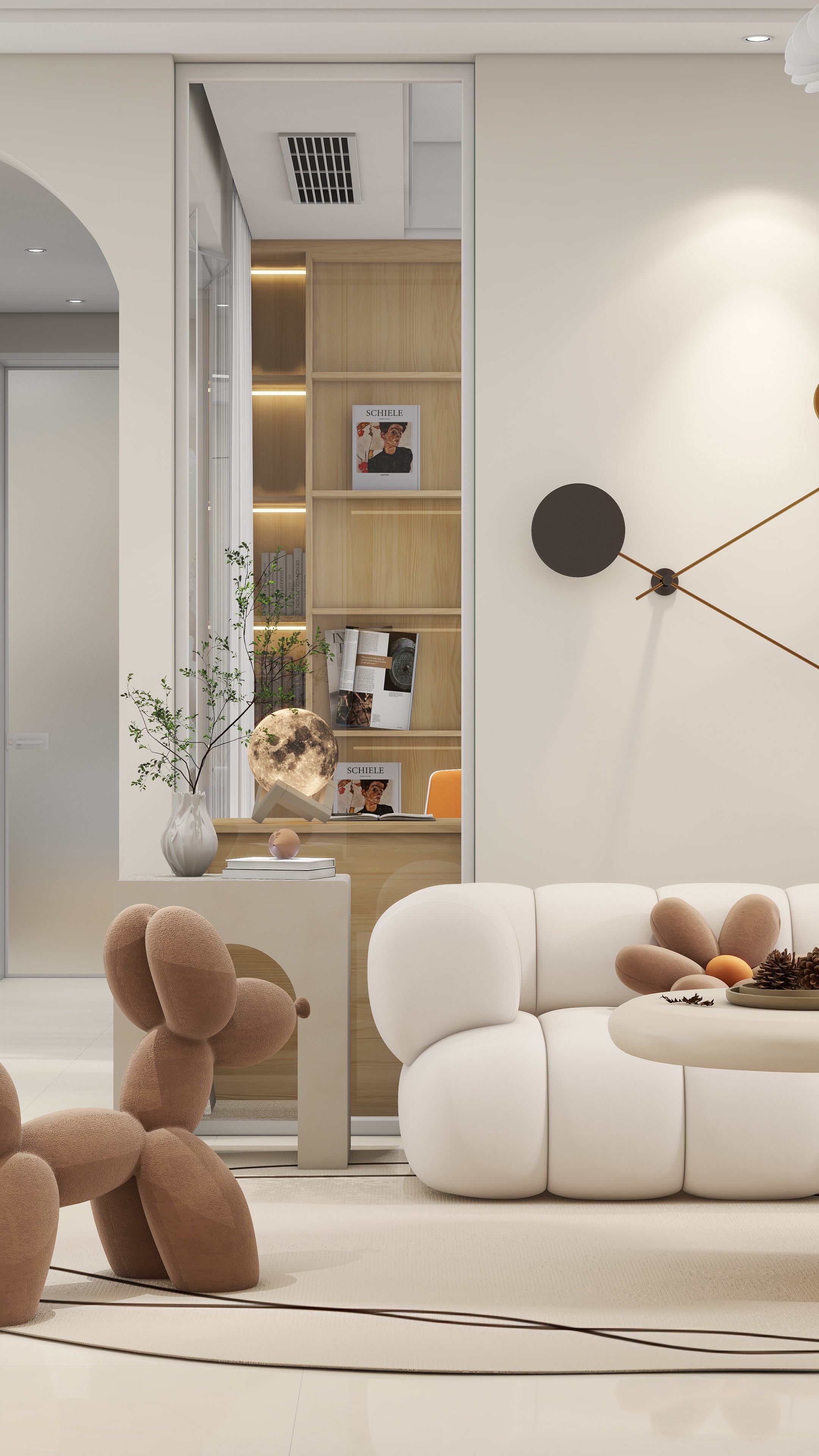 90㎡治愈系奶油风丨90空间设计-3