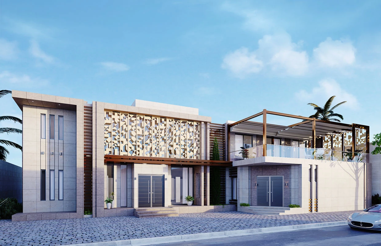 层叠现代立面设计,沙特阿拉伯丽思卡尔顿私人住宅-6